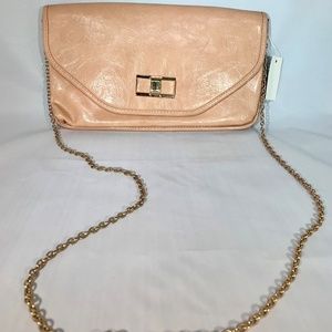 Women's Pink Clutch Purse With Gold Chain